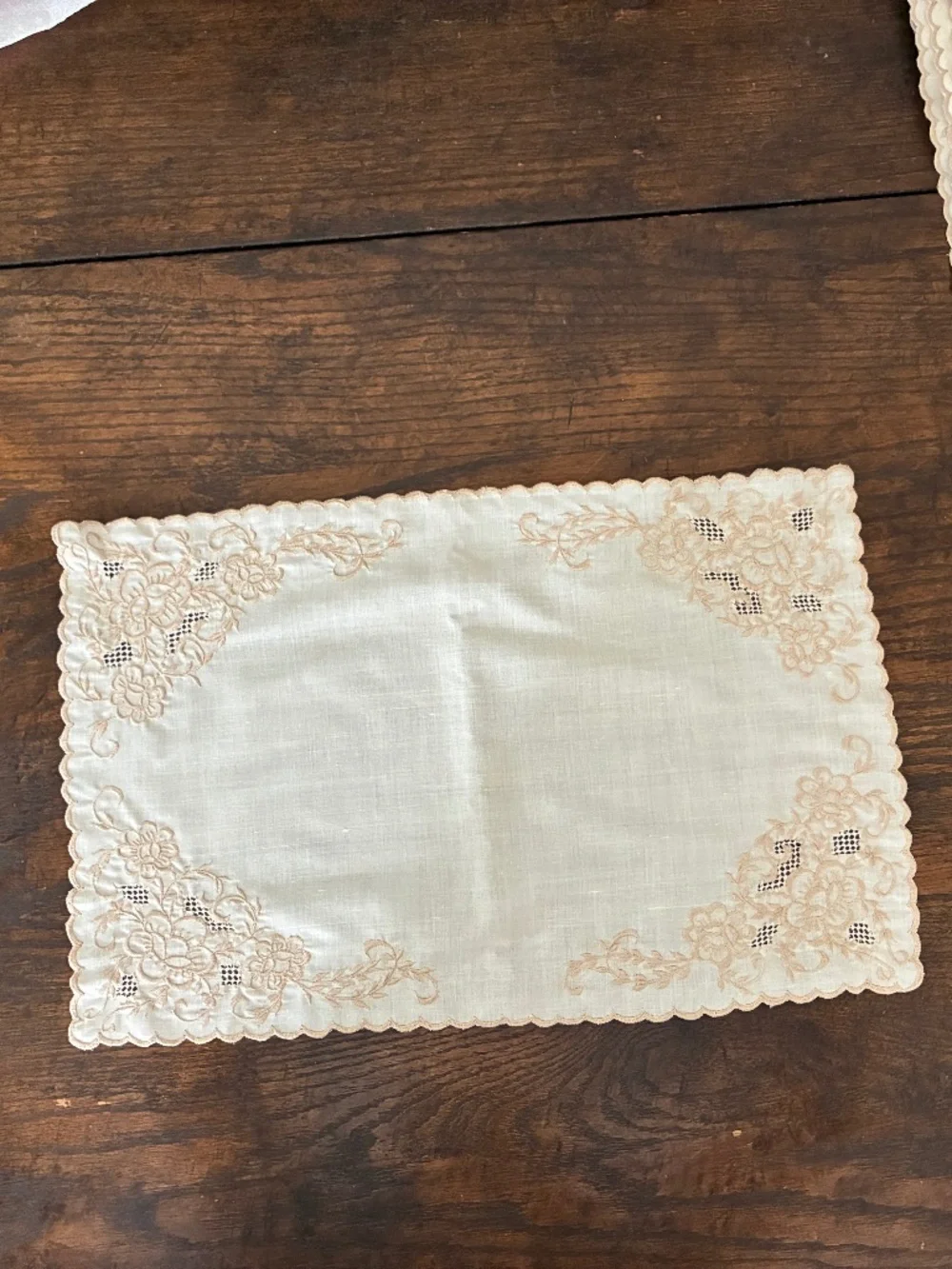 Vintage New Set of 8 Embroidery/Cutwork Placemats,Napkins,Coasters,Table Runner